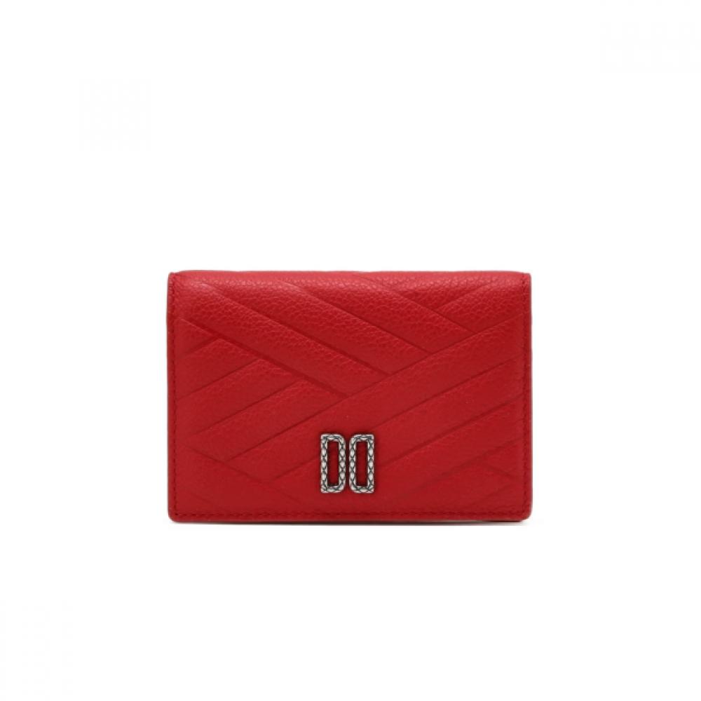 Daks Red Dd Logo Point Cowhide Card Wallet Dcwa6f791r2
