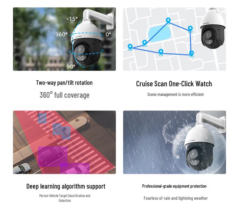 Hikvision 25x Zoom 360° PTZ Outdoor Camera with Mobile Remote Monitoring, Audio & Video Recording