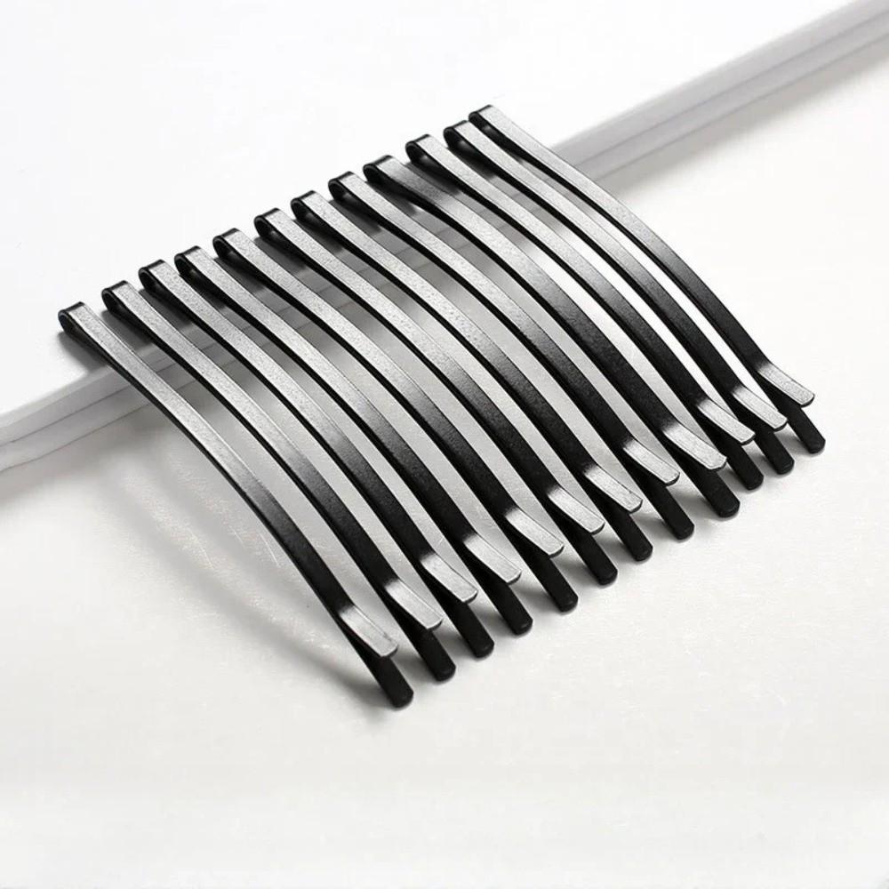6/12Pcs 6.5/8.5CM Black Hair Clips Arc-shaped Barrette New Hairpins Headdress