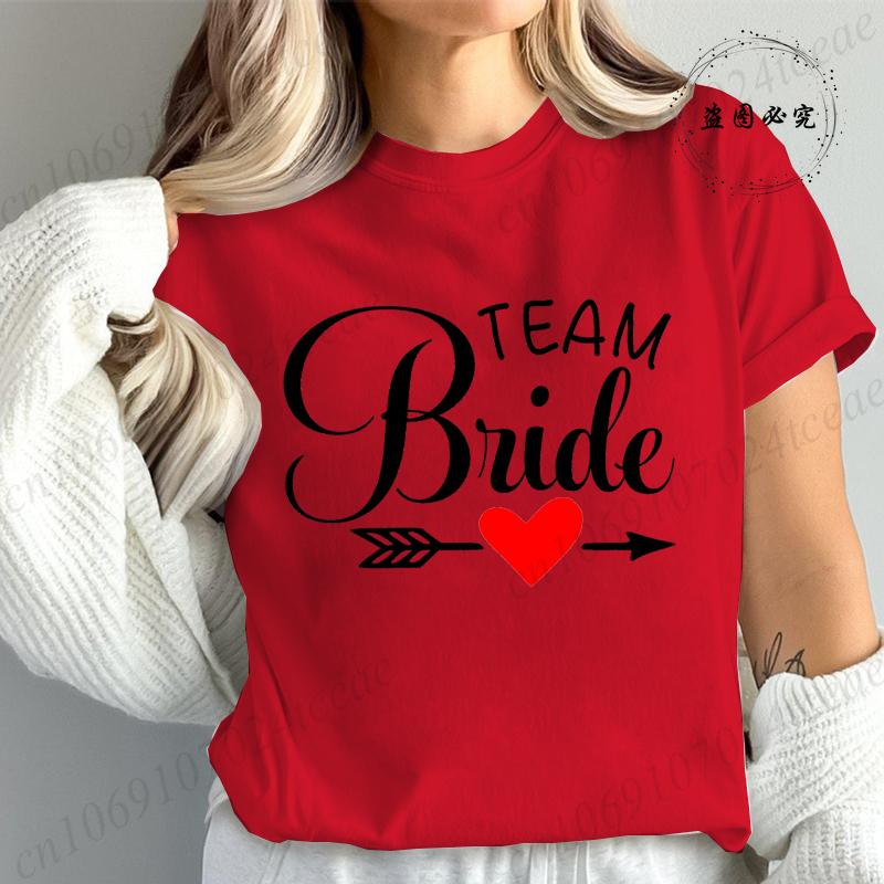 New Fashion Team Bride Tee T-Shirt Womens Vintage Wedding Party T-Shirt Funny Bride T-Shirt Tops Women's Tees Streetwear