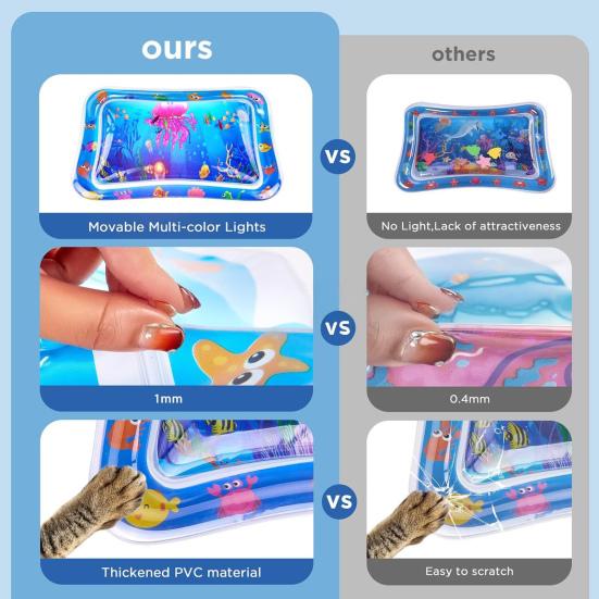 Надувной водный коврик Cat Glow Pad, игровой коврик со встроенными светящимися шариками, окружающий свет, визуальная игра-охота, ночная игрушка для питомца