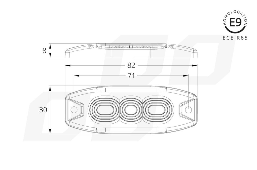 Flat Warning Flasher 3 Led R65 R10 12-24V Amio-02297