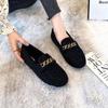 Fashion 2024 New Winter Women's Flat Shoes Plush Warm Snow Boots Fashion Metal Chain Design Walking and Work Wear Ladies Casual Shoes