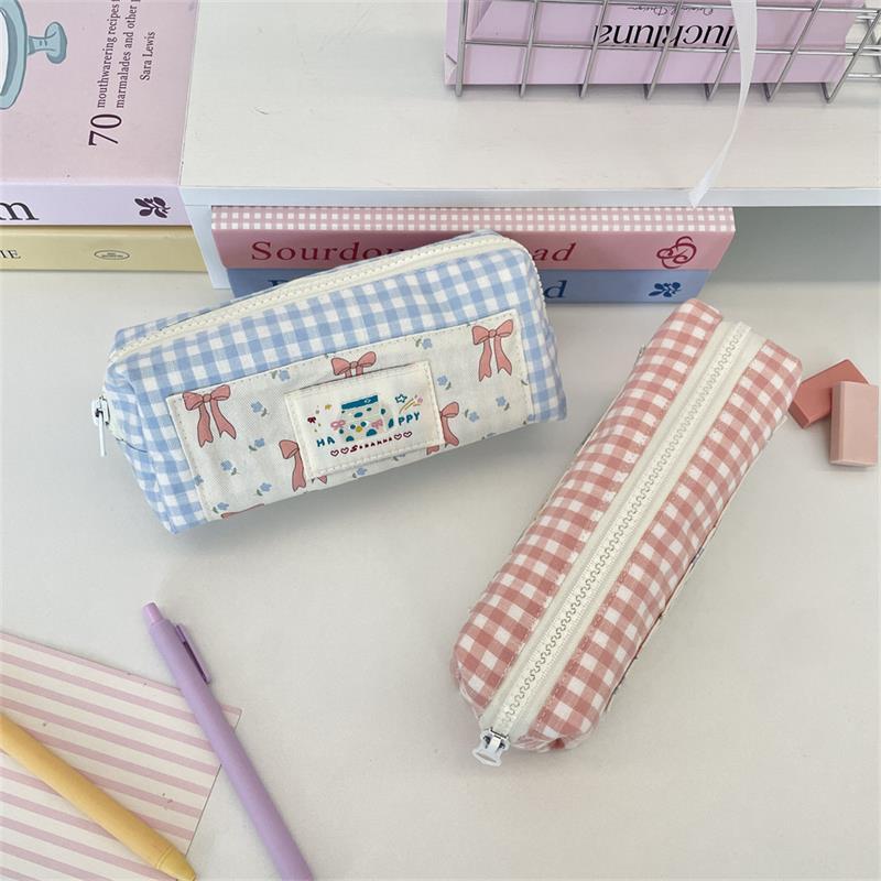 Милый Сладкий Сращивание Клетка Бант Пенал Портативный Большая Вместимость Студенческая Сумка для Хранения Канцелярских Принадлежностей Сумка для Ручек Девичья Косметичка Подарок