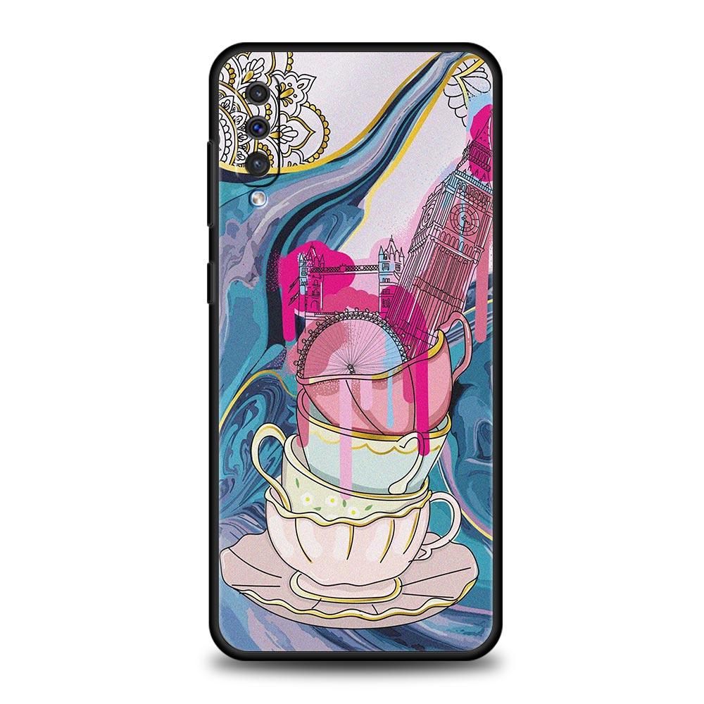 Чехол для телефона Paris Art blue butterfly flower для Samsung A12 A32 A50 A70 A20E A20S A10 A10S A22 A30 A40 A42 A52 5G A02S A04s