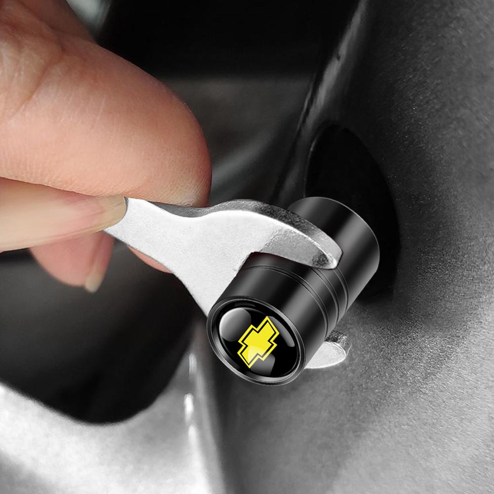 AABHO1 4pcs Car Metal Wheel Tire Valve Caps Cover For Chevrolet Cruze Lacetti Captiva Aveo Trax Impala Camaro Equinox SS Z71 Spark Sail