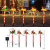 Solar Christmas Stake Lights Waterproof Outdoor Lawn Decor with Santa And Snowman Warm White LED String Lights for Yard And Pathway