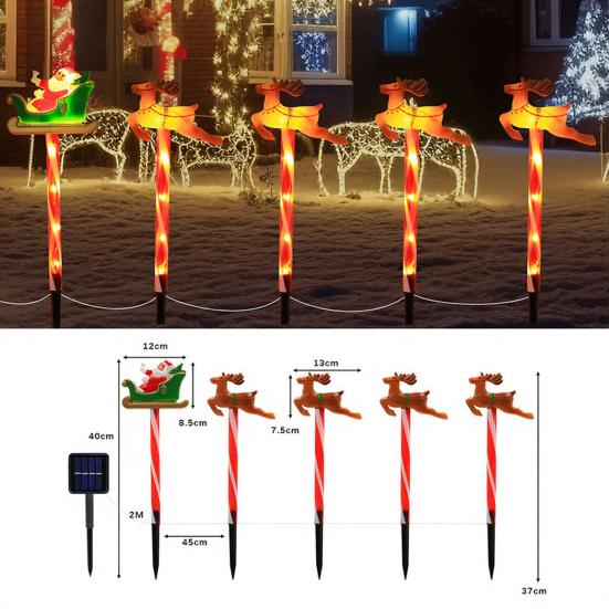 Solar Christmas Stake Lights Waterproof Outdoor Lawn Decor with Santa And Snowman Warm White LED String Lights for Yard And Pathway