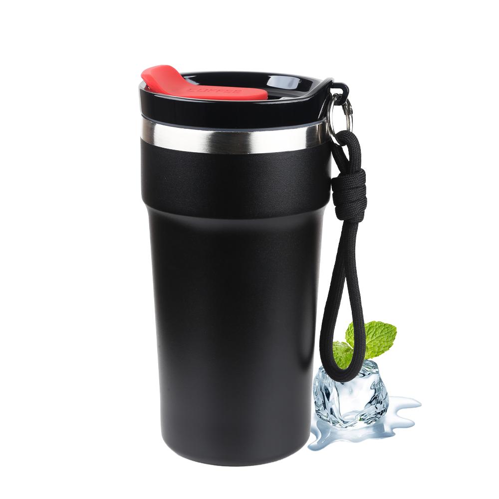 Vacuum Insulated Travel Mug with Rope Thermal Coffee Cups Stainless Steel Thermos Water Bottle Double Wall Cold Hot Drinkware