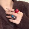 Insect Painting Ring Geometric Chunky Enamel Ring Personality Ladybird Drip Oil Ring  Decoration