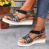 Women's Wedges Sandals 2024 Summer Snake Print Platform Sandals Gladiator Shoes Woman Comfort Casual Med High Heels Sandals