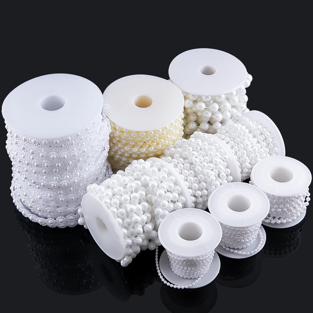 ABS Imitation Pearl Bead Chain Line Cord Plastic Thread Trim for DIY Wedding Party Decoration & Jewelry Findings Craft Accessory