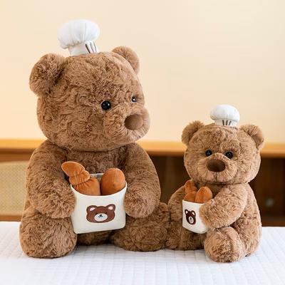Милый Плюшевый Мишка-Обнимашка, Игрушка, Кукла Мишка-Пекарь, Детская Подушка, Подарок, Игрушка, Украшения
