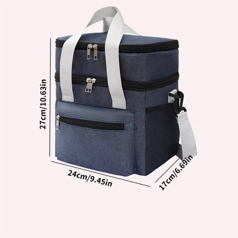 Большая вместимость двухслойного термобокса для ланча, многофункциональная сумка-холодильник для пикника на открытом воздухе, сохраняющая свежесть