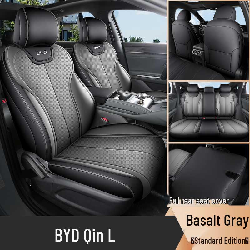 Специальный перфорированный кожаный чехол на сиденье BYD Qin L D-MI с полным охватом - Дышащая, всесезонная универсальная подушка.