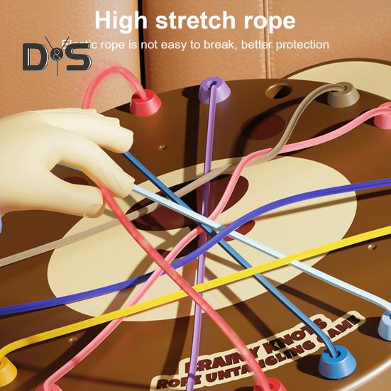 Kids Bear Rope Untangling Game Logic Thinking Focus Training Rope Board Game Parent-children Interactive Educational Colorful Elastic Rope Unhitching