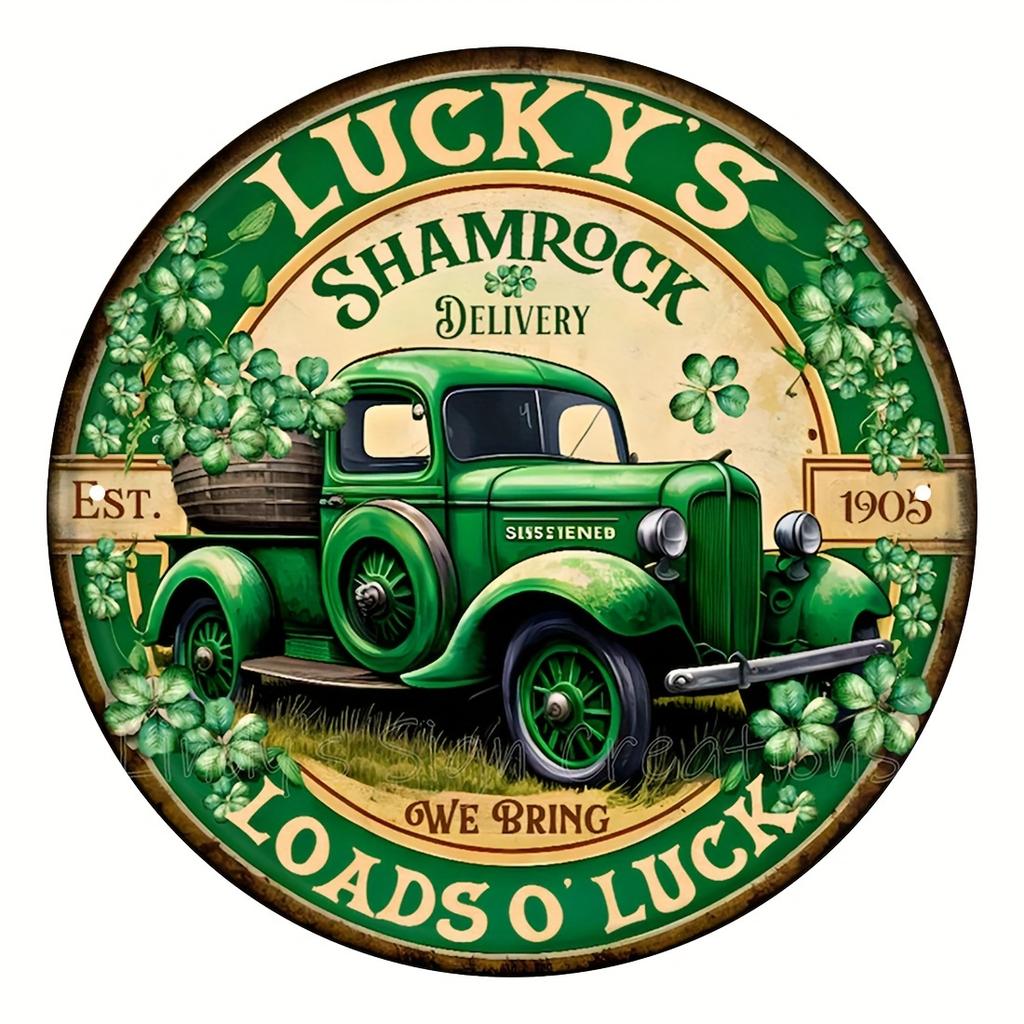 Изысканный деревянный знак «Счастливый клевер» — высококачественная круглая табличка в виде венка для подвешивания, состаренная винтажная отделка, универсальный декор для дома, комнаты, ресторана