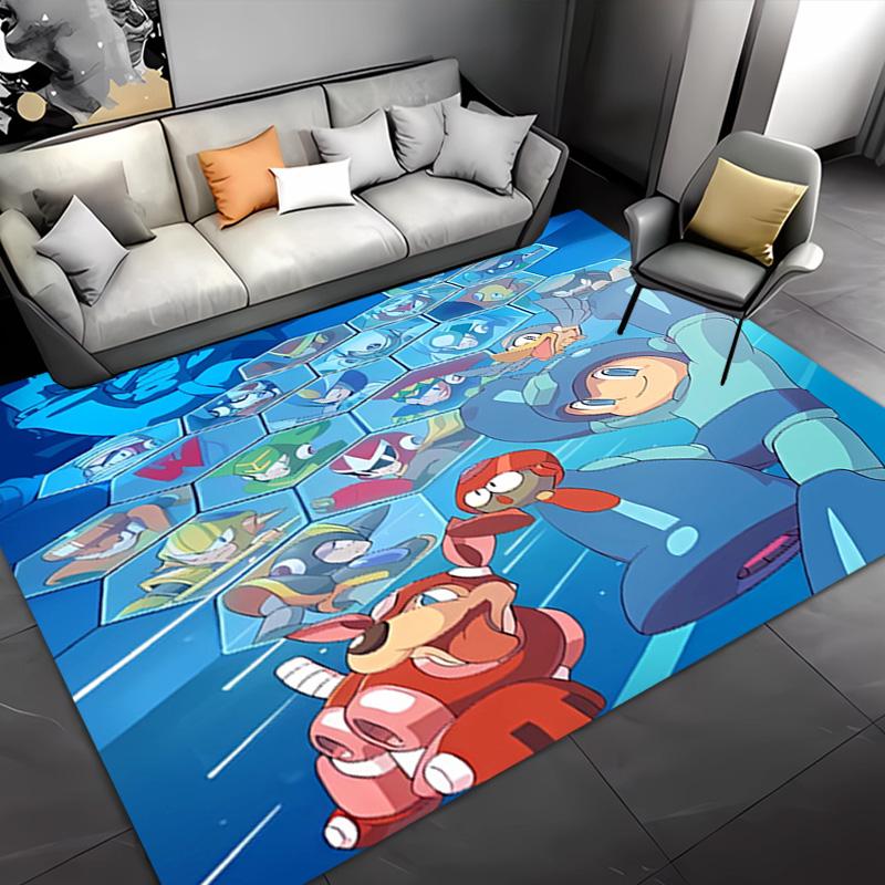 1pc Cartoon Rockman Game Megaman2 Entrance Mat, Non-Slip Mat Area Rug,Room Decor, Outdoor Decor, Kitchen Rug,Doormat - Machine Washable, Easy to Clean