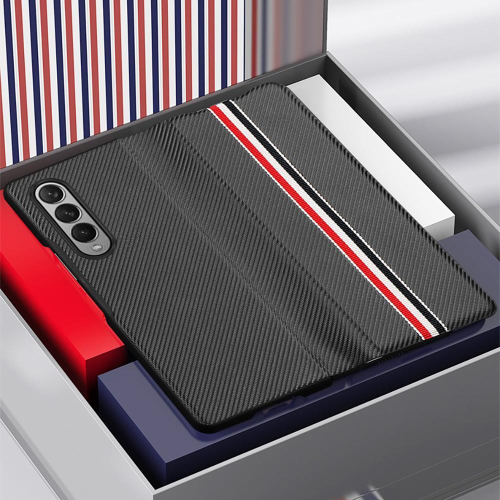 Складной чехол из искусственной кожи для Samsung Galaxy Z Fold 3 4 2 5g, флип-чехол из углеродного волокна с узором для Galaxy Z Fold 3 4, задняя крышка для телефона