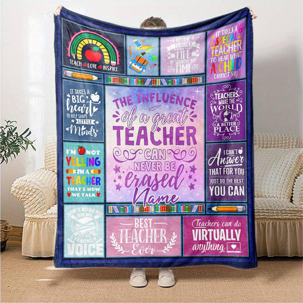 Great Teacher Appreciation Inspiring Quotes And Messages Cozy Customizable Blanket Customize Your Name Comfortable Texture Perfect For Sofa Couch