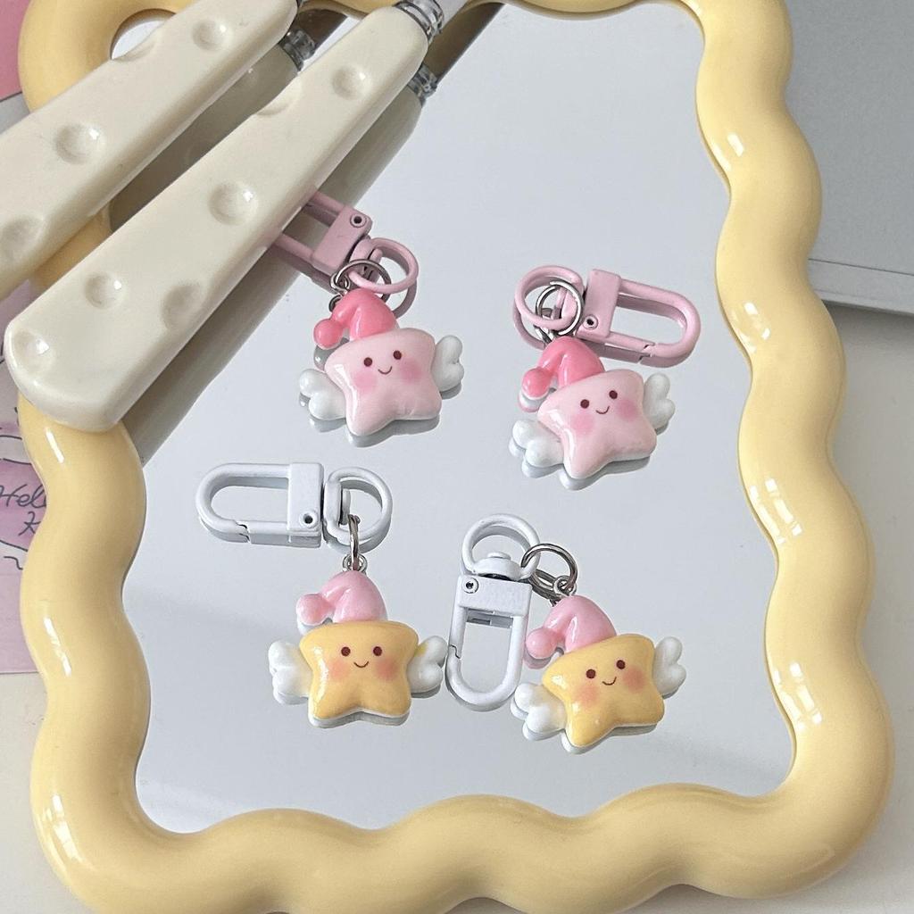 Брелок «Крылья ангела»: Милая мультяшная подвеска в виде пятиконечной звезды - Идеально подходит для лучших друзей или пар