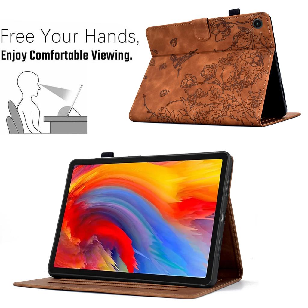 Для Lenovo Tab M10 Plus (3-е поколение) Чехол Цветок Птица Тисненый Держатель для Карт Кожаный Чехол для Планшета