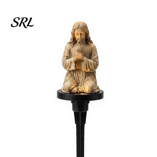 Energy Saving Garden Stakes Solar Prayer Statue Stake Light, Waterproof Resin Human Figure Sculpture for Outdoor Patio Accessories Lawn Pathway