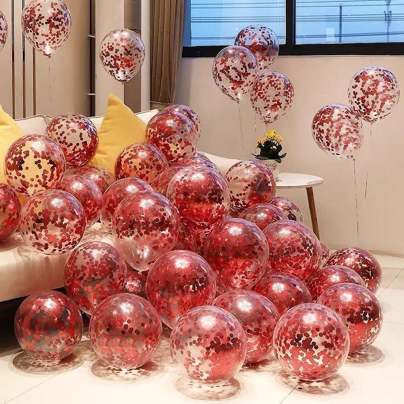 Glitter Confetti Latex Balloons Romantic Wedding Decoration Gold Clear Airballoon Birthday Party Decoration Festival Baby Shower
