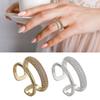 Elegant Double Layer Ring with Micro Pave Zirconia Sophisticated Rhinestones Opening Finger Rings Wedding Jewelry