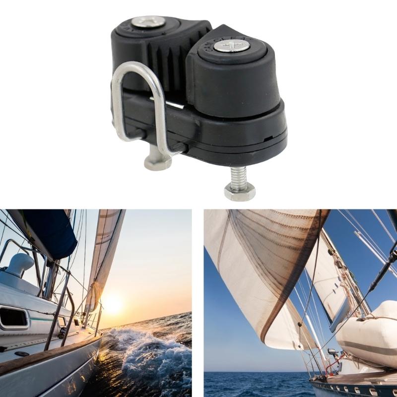 Automatic Rope Clamp Featuring Ball Bearing Lock & Double Nylon Guides Suitable for Secure Rope Holding on Marine Vessel