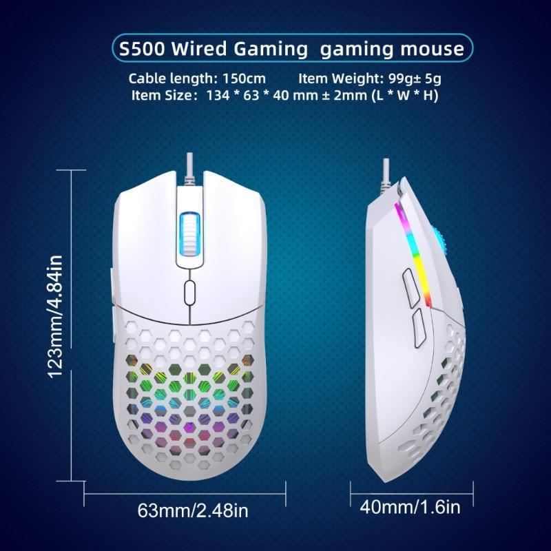 RGB подсветка Проводная Оптическая Мышь Полый Дизайн 6 Программируемых Кнопок 6400DPI Для Настольного Компьютера Офиса Игр