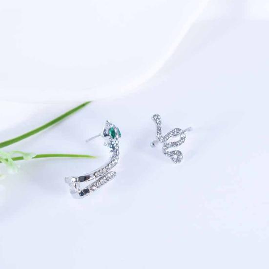 2 шт. 3D серьги-гвоздики в форме змеи, крутые индивидуальные блестящие стразы, винтажные легкие роскошные серьги-каффы, украшения для ушей, ювелирные изделия с животными