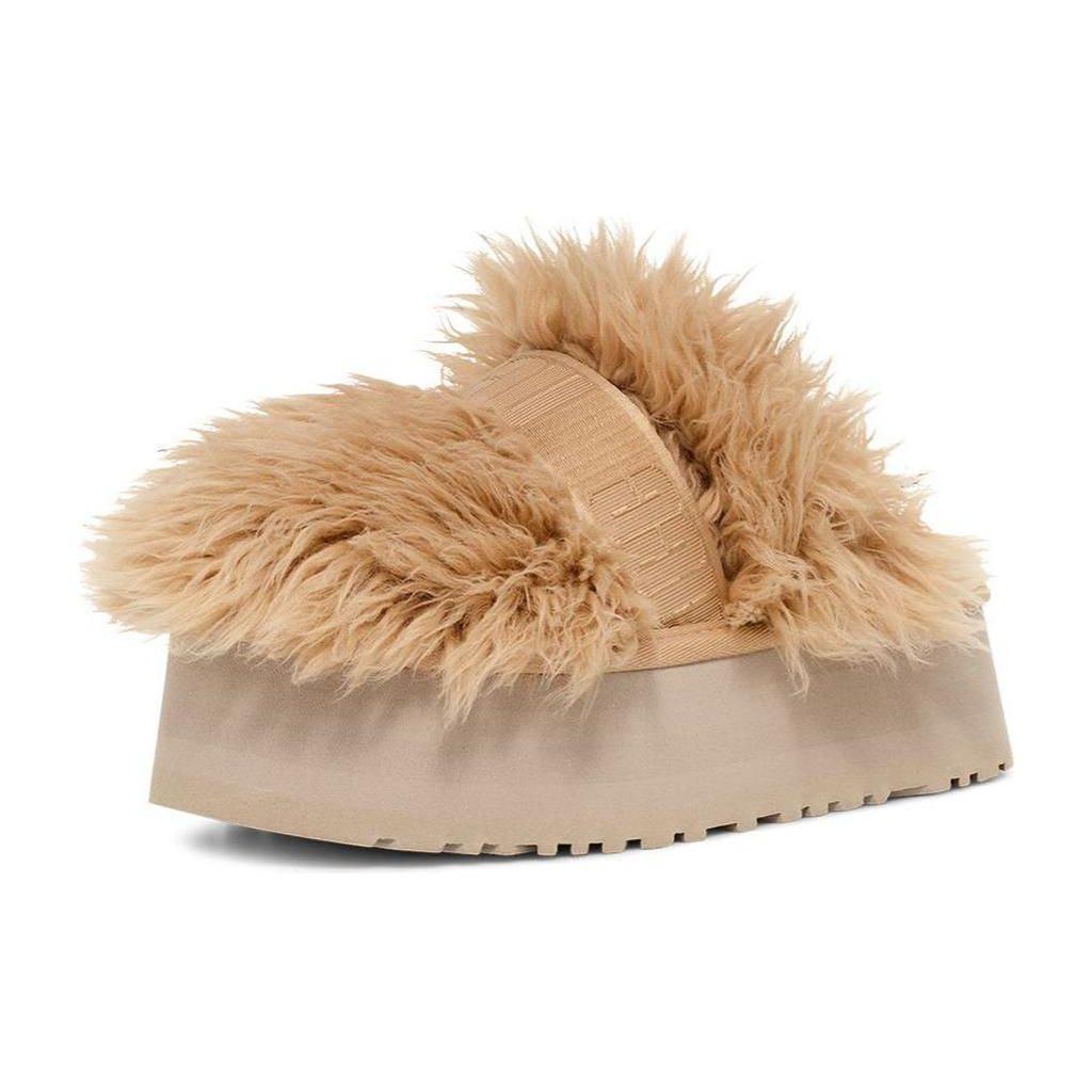 UGG Однотонные повседневные меховые тапочки с закрытым носком женские тапочки овсяно-белые 1131974-OATT