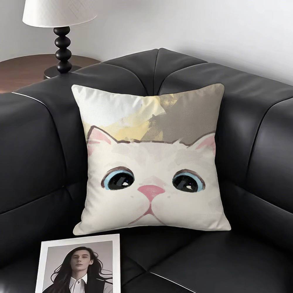 1pc Cute Cat Pillow Case Square Bedroom Sofa Leisure Comfort Cushion Car Living Room Home Decoration