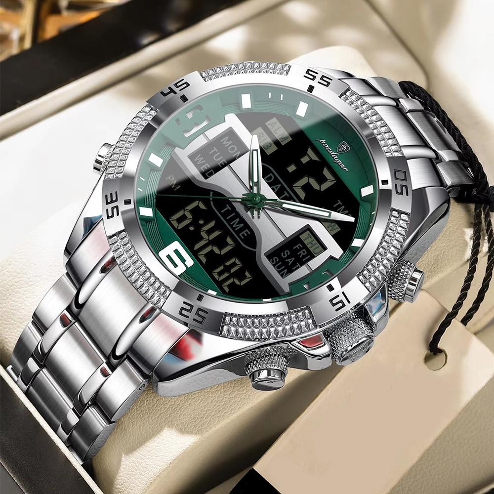Повседневные мужские часы Водонепроницаемые 30 м Спортивные Военные Часы с двойным дисплеем Кварцевые Светодиодные Цифровые часы Relogios Masculino