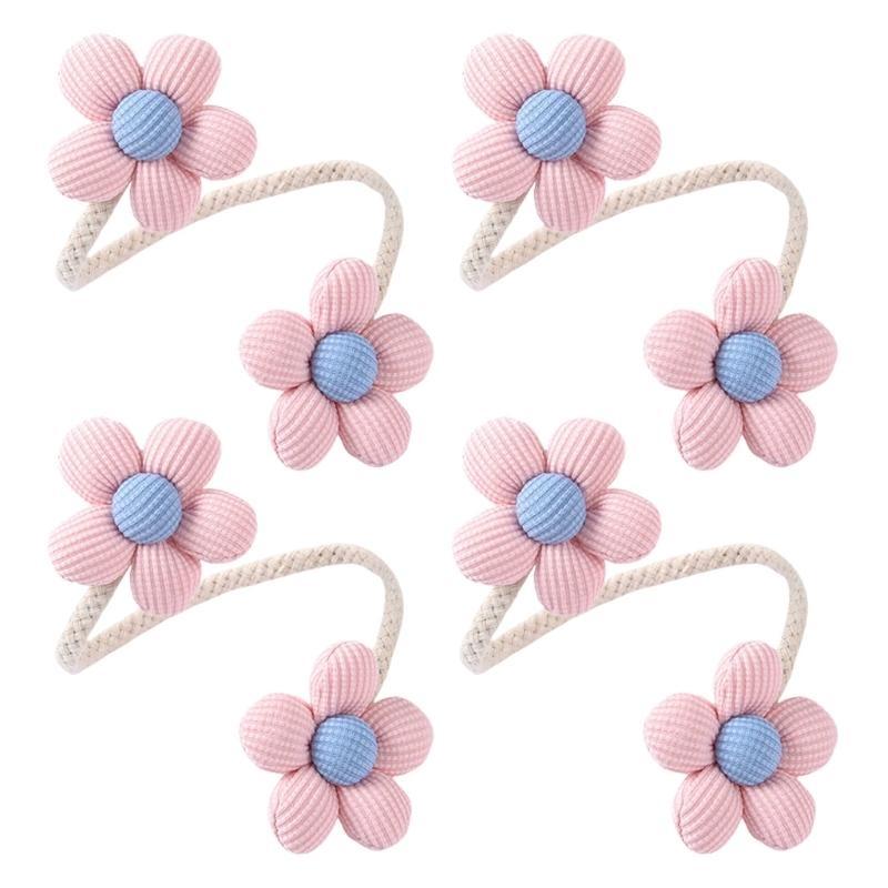 Colorful Flower Curtain Ties Clips Set of 4 Decorative Drapery Holders Holdbacks Metal Rope Tiebacks for Window Decors