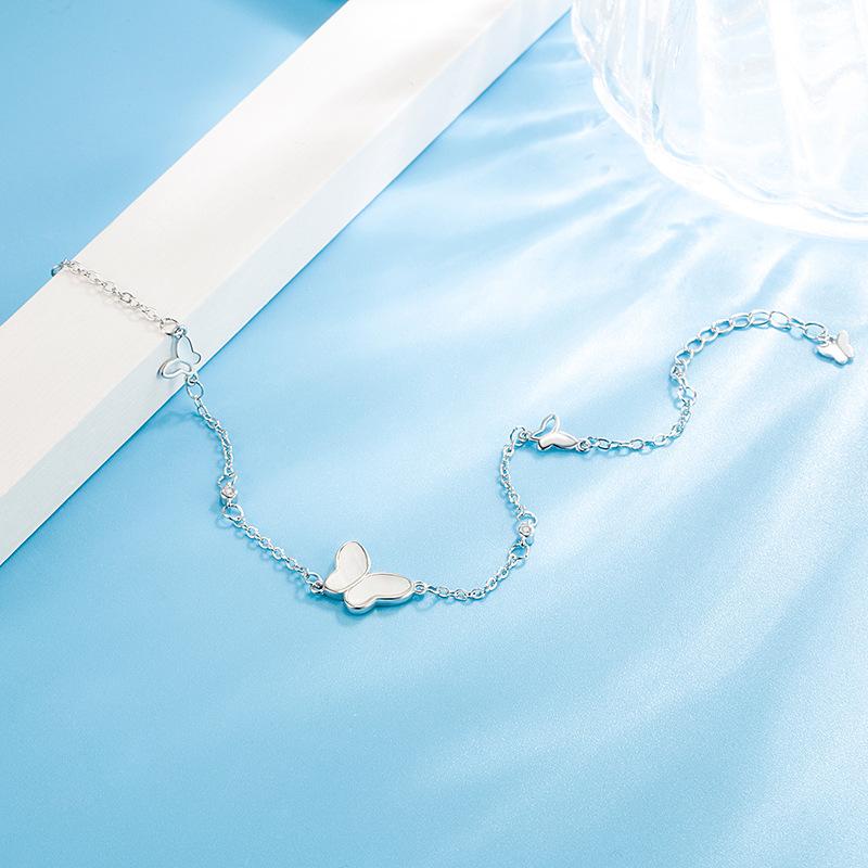 Tassel Chain White Shell Butterfly Charm Bracelet for Women Girls Elegant Party Wedding Birthday Fashion Jewelry