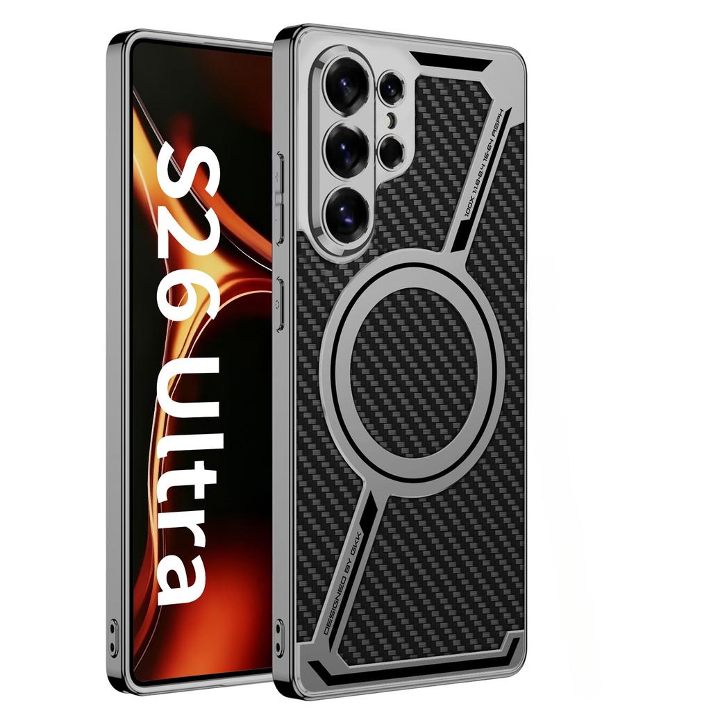 Магнитный Чехол из Электрооplated Кожи для Galaxy S26 S24 S25 Ultra Защитная Задняя Крышка для Samsung Galaxy S26 S23 Ultra