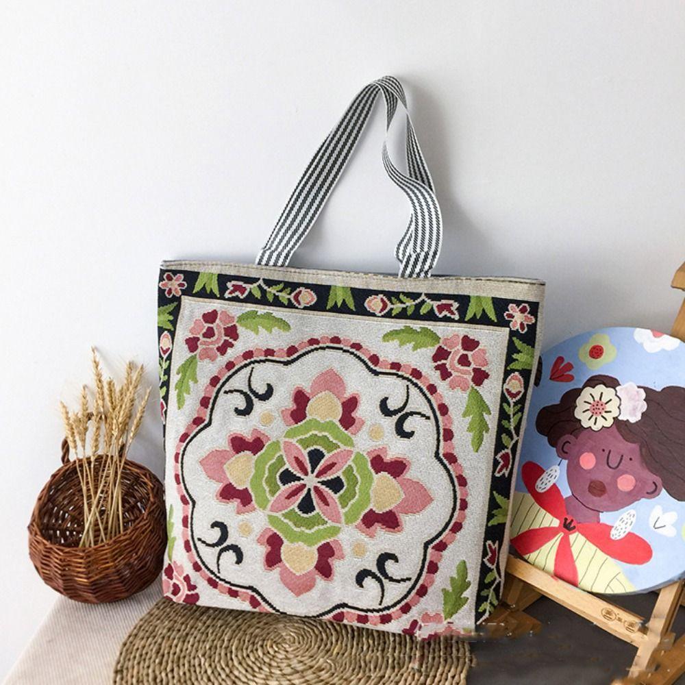 Сумка из ткани с вышивкой в виде цветка, бабочки, животного, сумка через плечо, модная сумка в этническом стиле для девочек