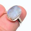 Натуральный Радужный Лунный Камень Драгоценный Камень 925 Проба Цельное Стерлинговое Серебро Кольцо Размер 5.5 U6c86