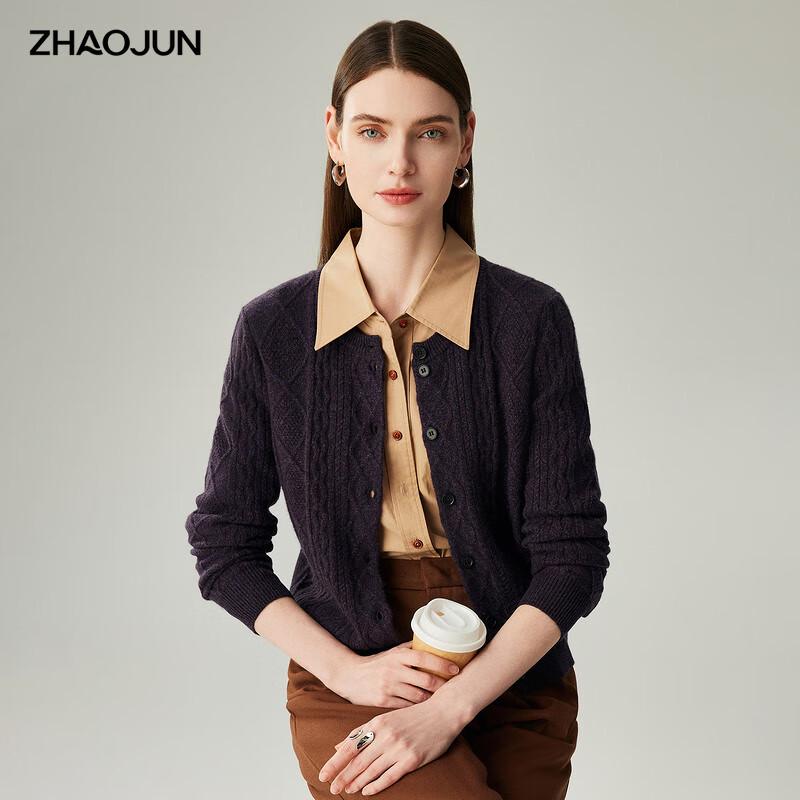 Zhaojun Women's 2025 Fall/Winter Thick Cashmere Cable Cardigan