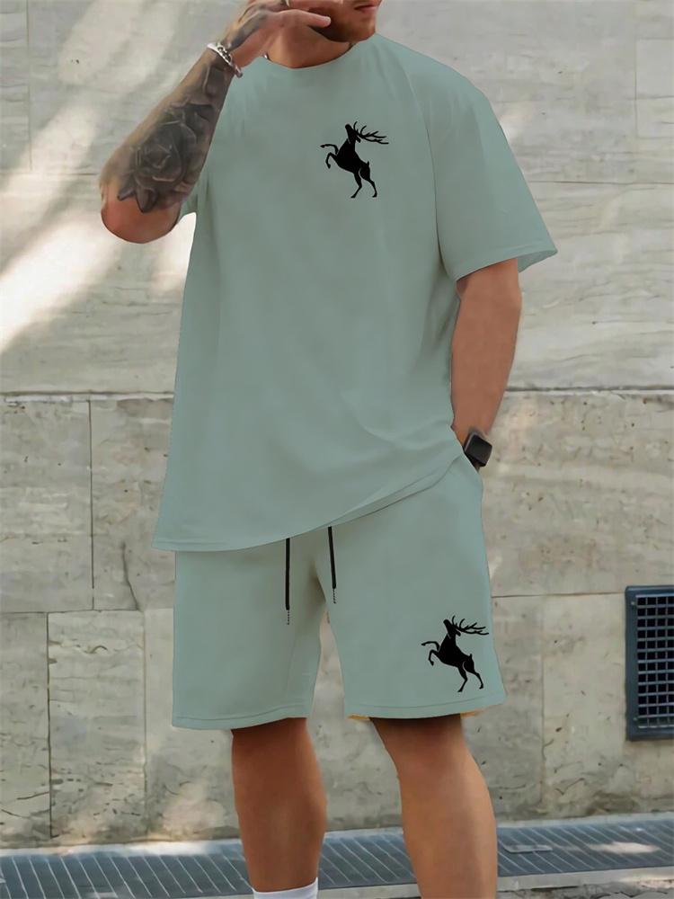 2024 New 3D Cartoon Bear Print Men's Set Summer Casual Everyday Men's Short-sleeved T-shirt Outdoor Street Fashion Beach Shorts