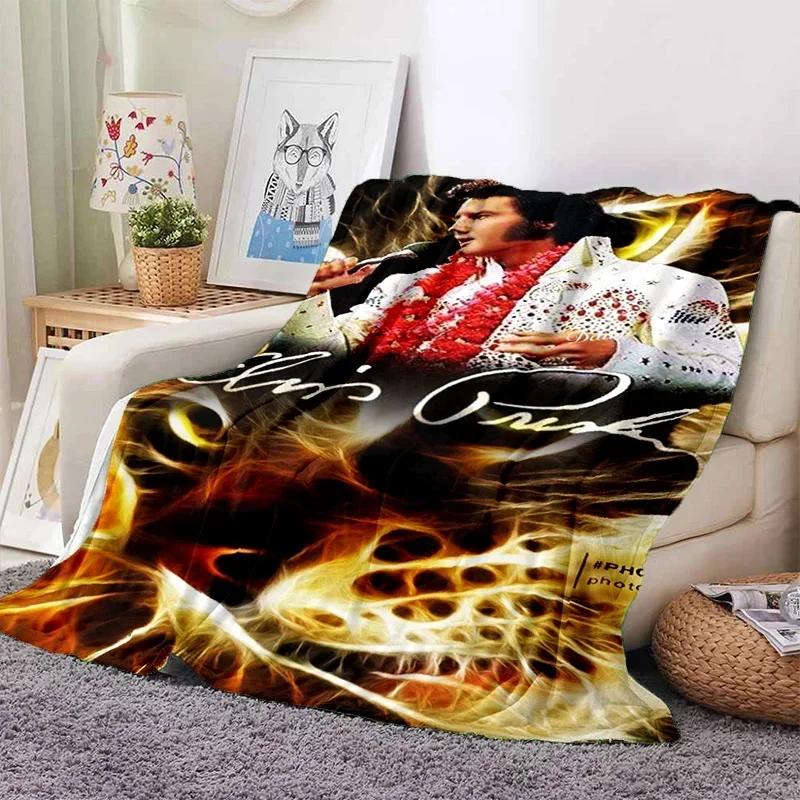 E-Elvis Presley Throw Blanket Soft Flannel Thin for Bed Sofa Cover Bedspread Home Deco Picnic Cooling Blankets for Beds Gift