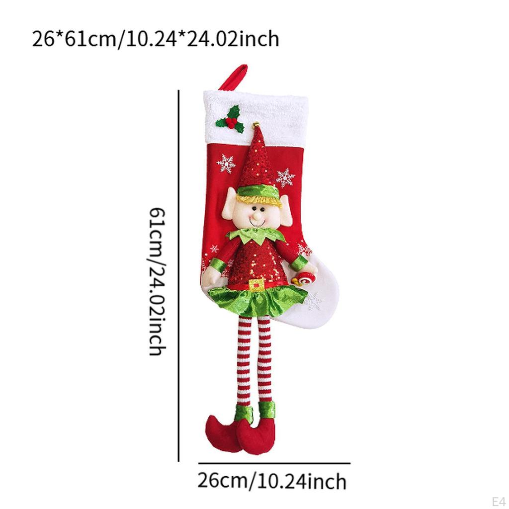 Рождественская елка Подвеска Конфетный мешок Декор Очаровательные поделки Кукла Эльф в деревенском стиле Длинный чулок для