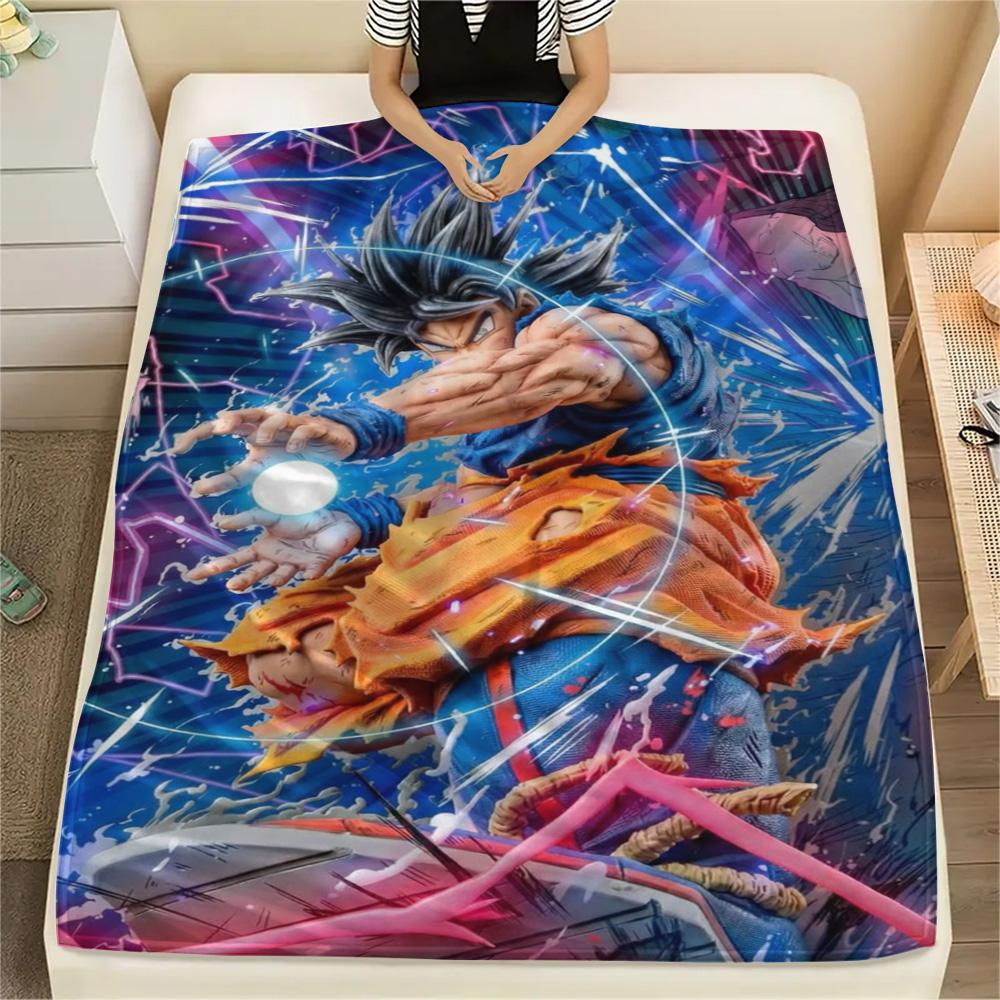 Goku Bedroom Sofa General Flannel Blanket, Warm Printed Cover for Daily Rest, Chair Use and Picnic Trip.-TING