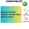 Lot 2 Chargeurs Rapide 20W + 2 Cables USB-C USB-C 1 mètre pour iPhone 18 PRO/iPhone 18 PRO MAX/iPhone DUO - Phonillico®
