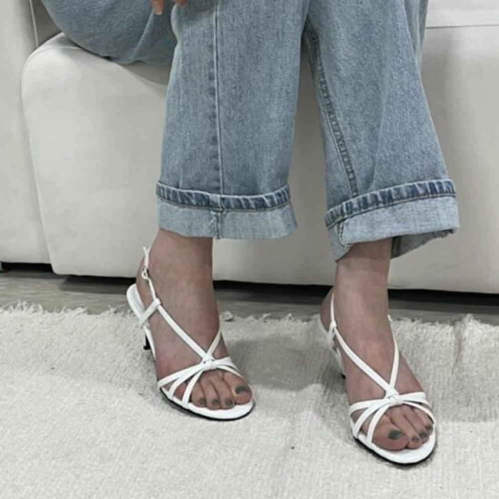 Melting Brown Women Casual Knot Strap Sandal Heel 3 Colors