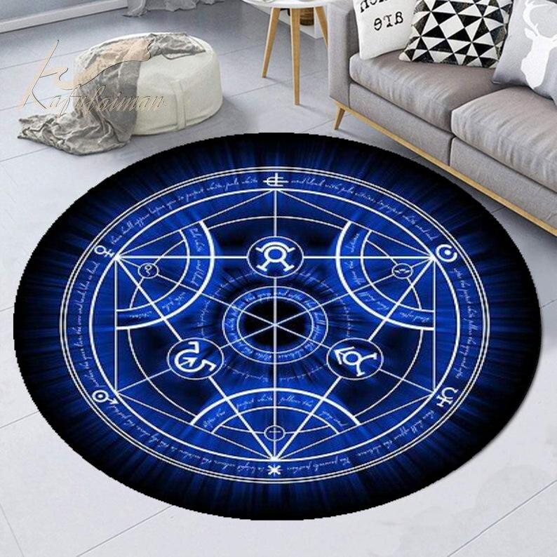 Красный знак Бафомета и Люцифера, круглый ковер премиум-класса, персонализированный ковер, подарок на новоселье, семейный приветственный коврик, забавный персонализированный ковер