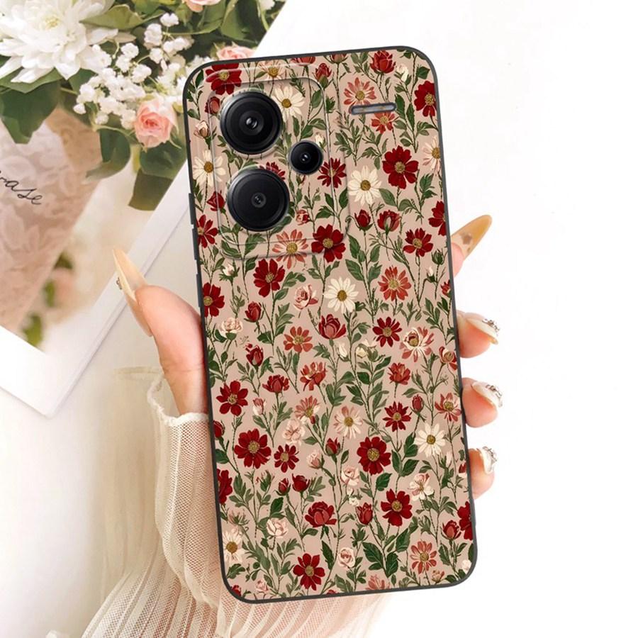 For Xiaomi Redmi Note 13 Pro+ Case 13Pro+ Soft Silicone Cover flower Cherry Phone Case For Redmi Note13 Pro Plus Coque Funda