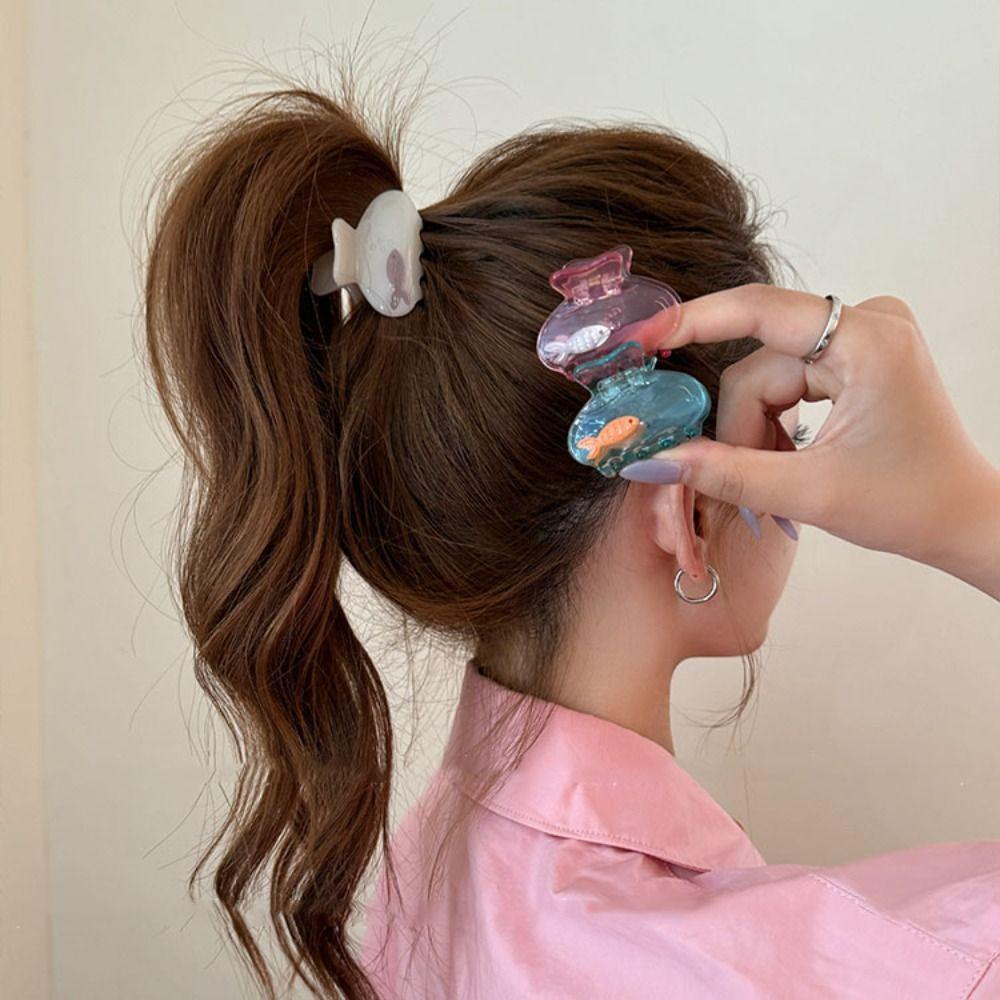 Transparent Fish Hair Claw Small Shark Clip Animal Hair Clip Creative Acetate Hair Claw Party